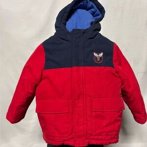 Child of Mine Red and Navy Hooded Puffer Jacket